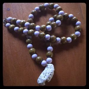 Beaded necklace coral stone